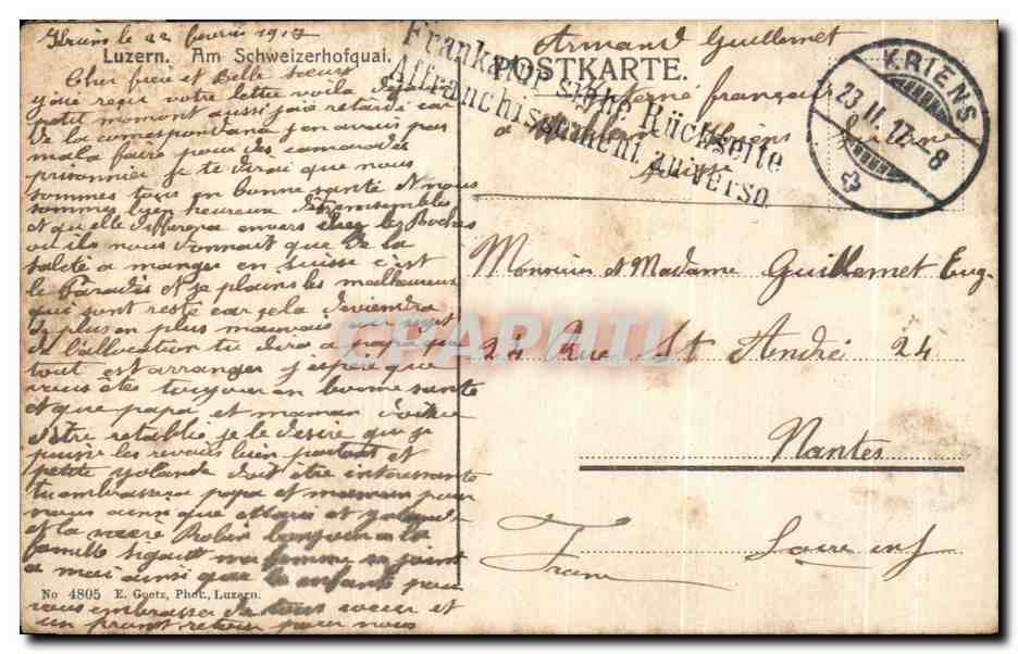 CPA Luzern Am Schweizerhofquai Suisse — Rückseite