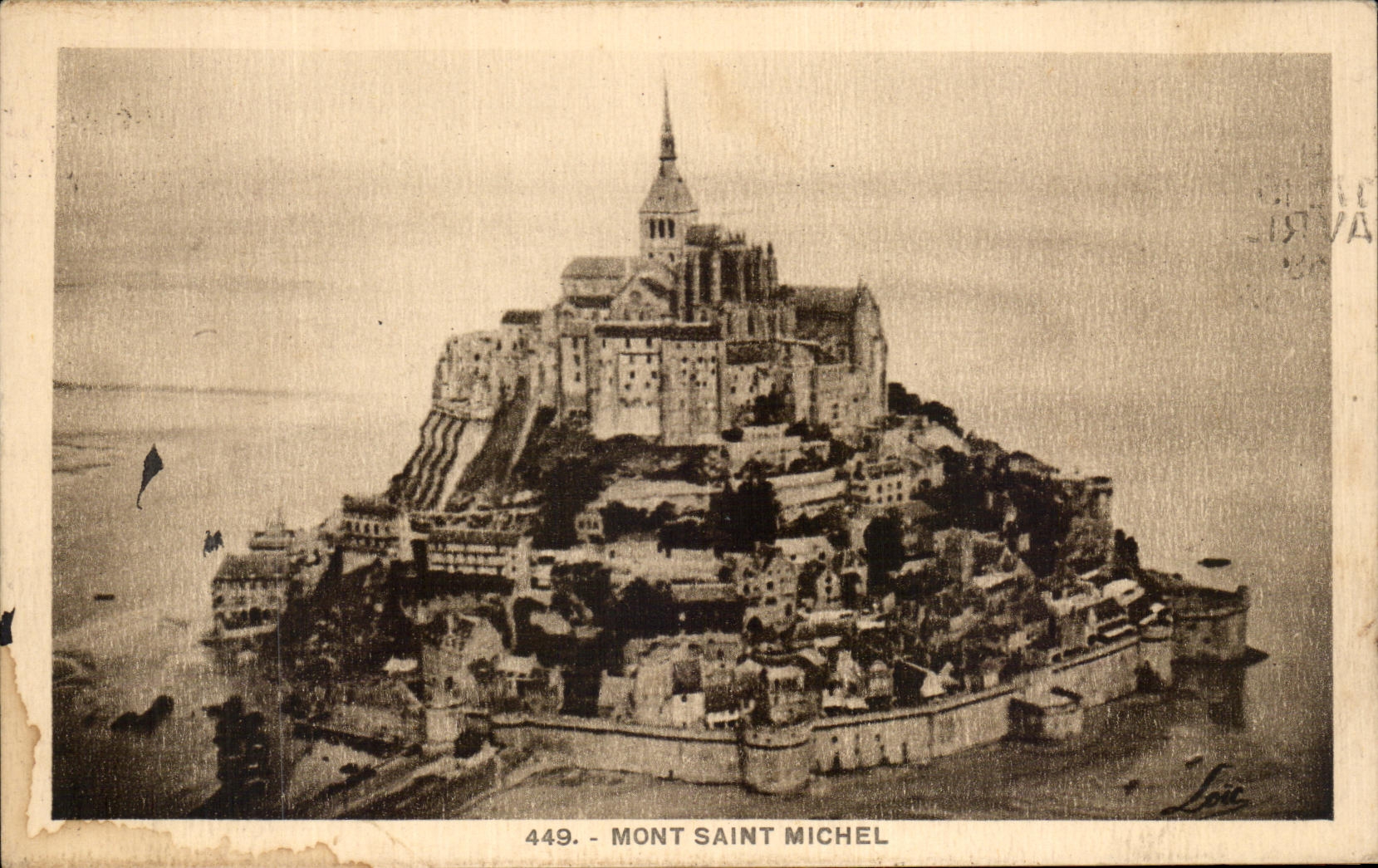 Mont Saint Michel — vue aérienne — éditeur L. Léon, n° 449