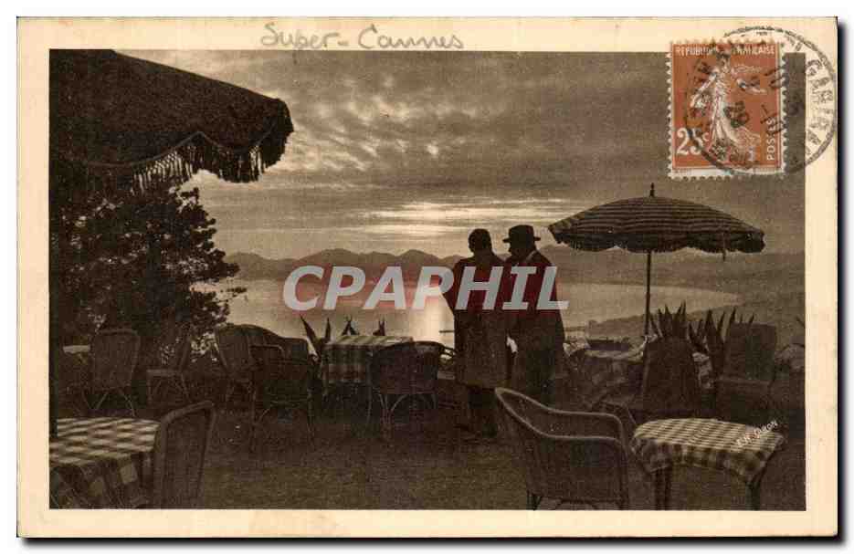CPA Super Cannes Coucher de soleil vu de la terrasse de l'observatoire 