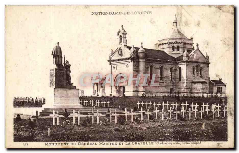Notre-Dame-de-Lorette — Monument du Général Maistre et la chapelle — Cordonnier, arch., Coine, sculpt.
