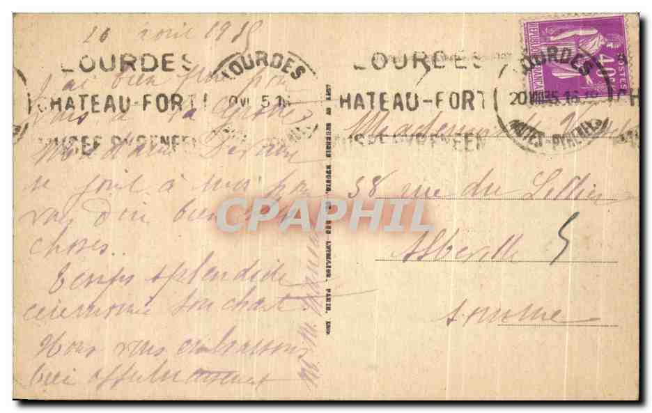 CPA Lourdes Vue generale prise du Chateau Fort — Verso