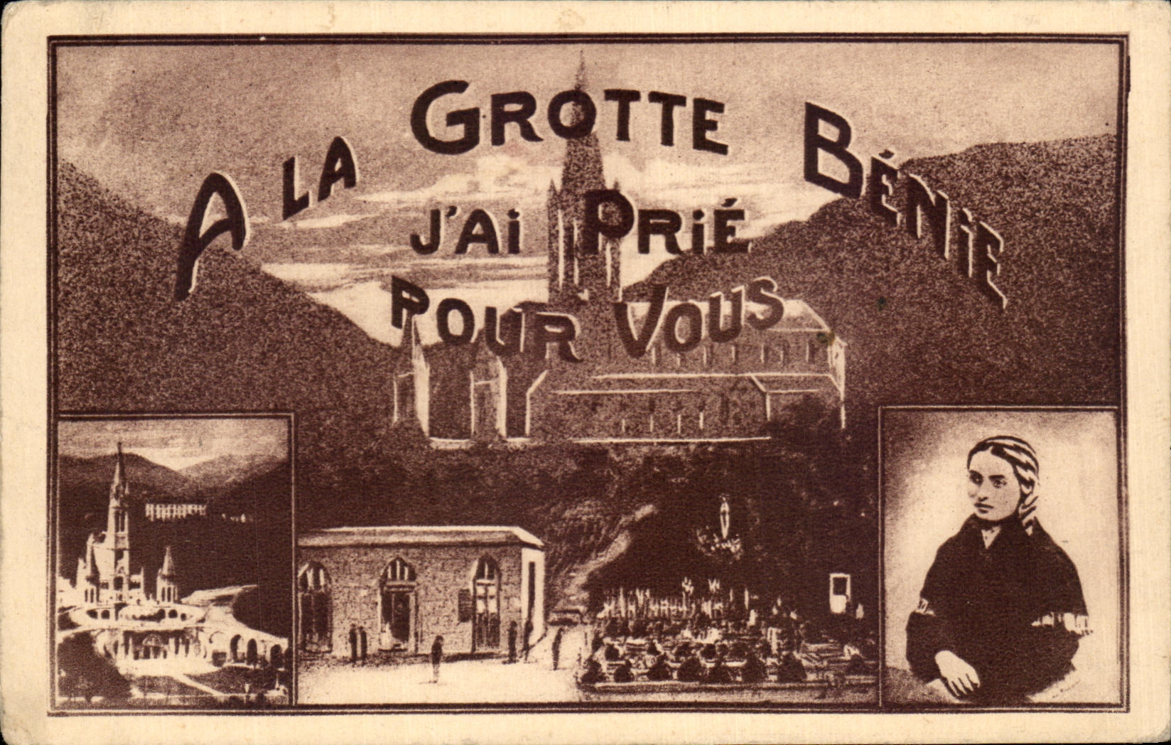 CPA A la Grotte Benie Jai Prie pour vous Bernadette Soubirous 