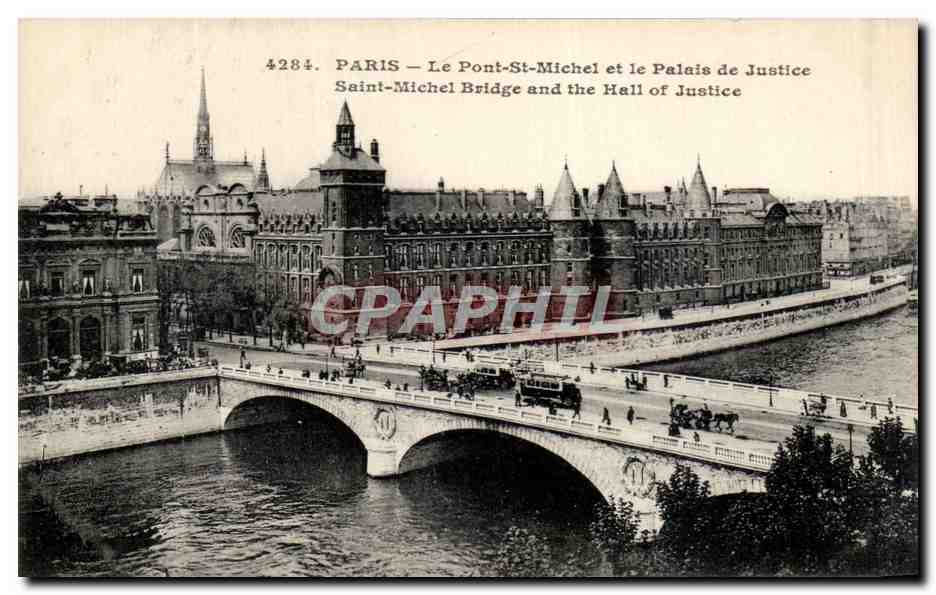 CPA Paris Le Pont St Michel et le Palais de Justice 
