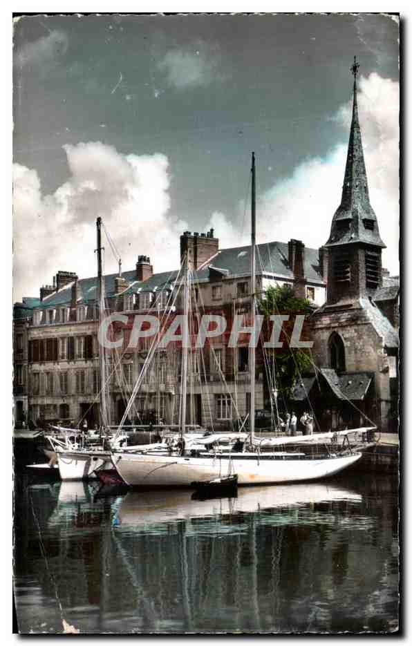 CPA Honfleur Eglise St Etienne Bateaux