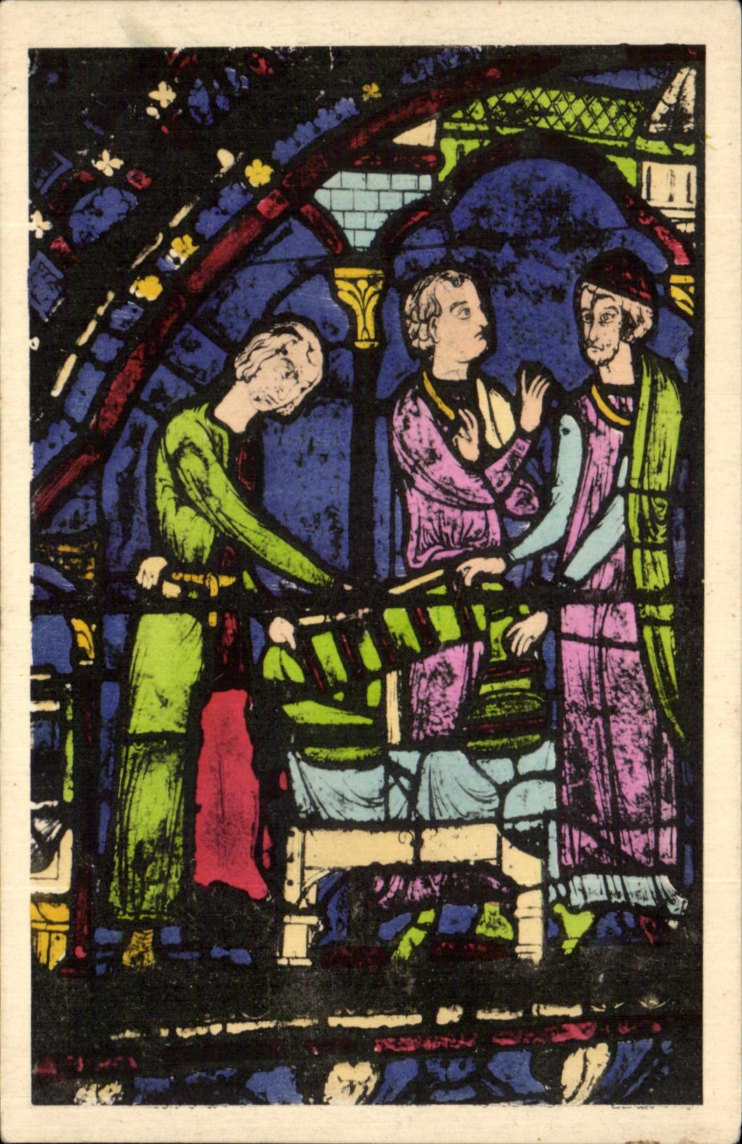 CPA Cathedrale De Chartres Marchands de fourrure donateurs du vitrail de Saint Jacques 