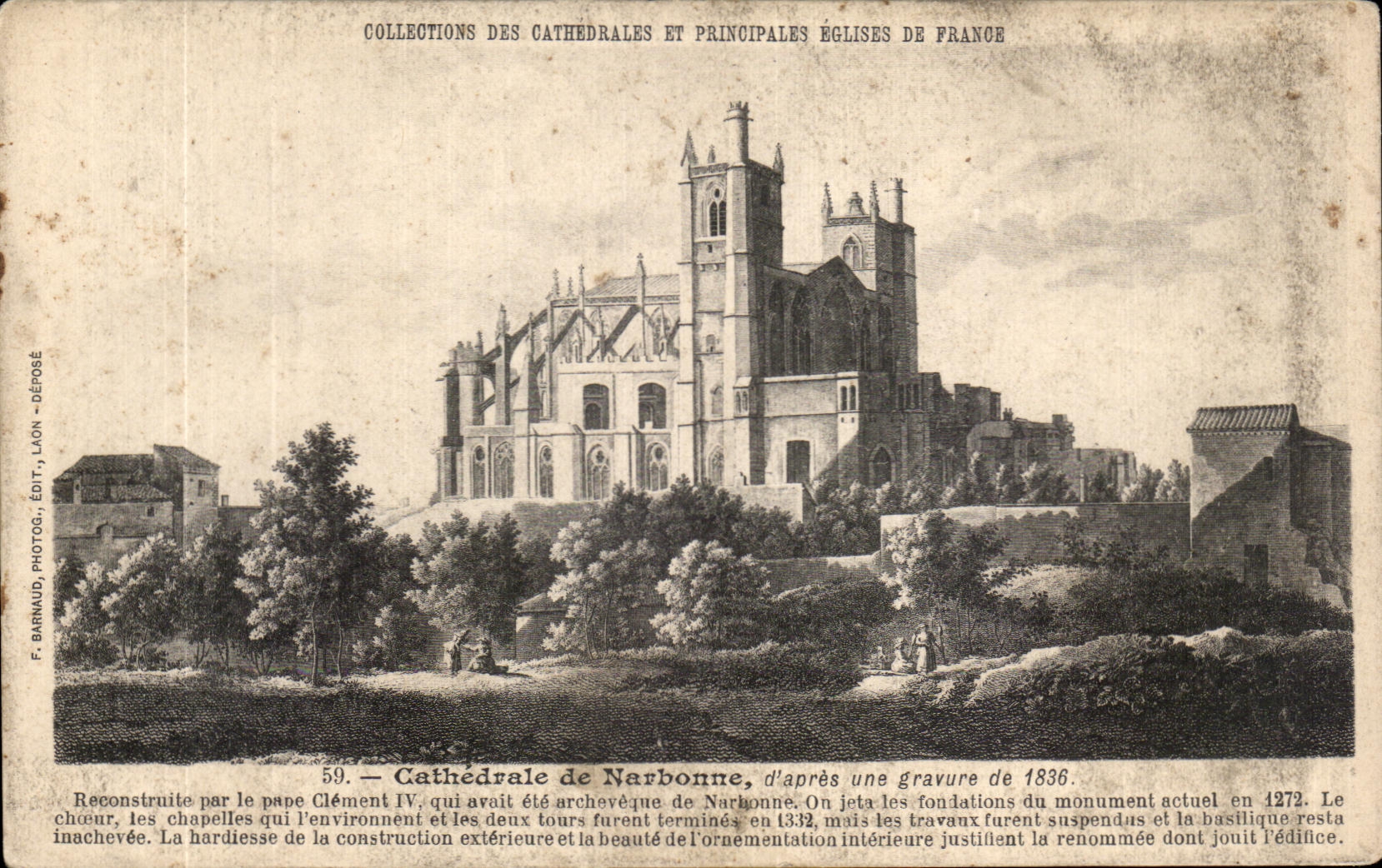 CPA Cathedrale de Narbonne d'apres une gravure de 1836