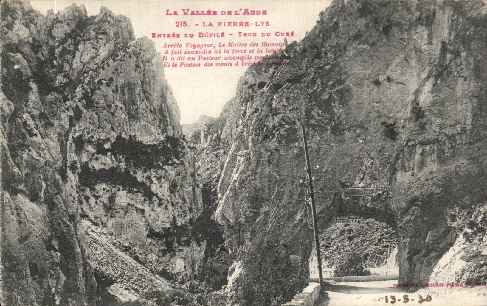 CPA La Vallee De L'Aude La Pierre Lys Entree du defile Trou du Cure