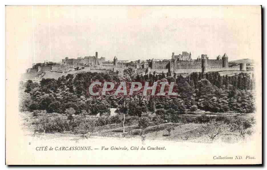 CPA Cite de Carcassonne Vue Generale Cote du Couchant