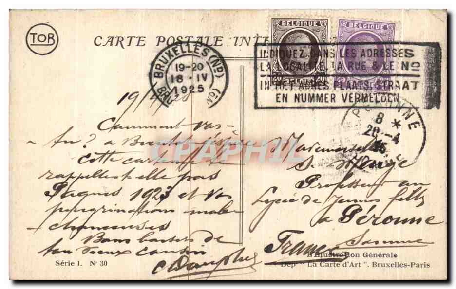 CPA Bruxelles Collegiale St Michel et Gudule — Verso