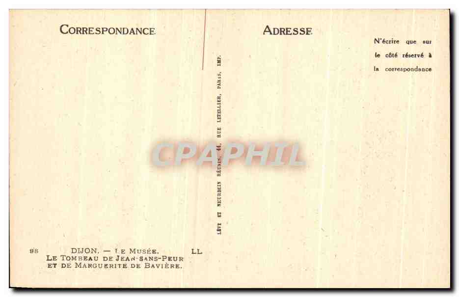 CPA Dijon Le Musee Le Tombeau De Jean Sans Peur Et De Marguerite De Baviere — Verso