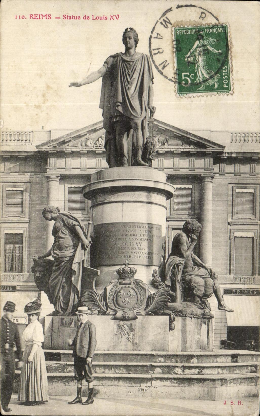 CPA Reims Statue de Louis XV