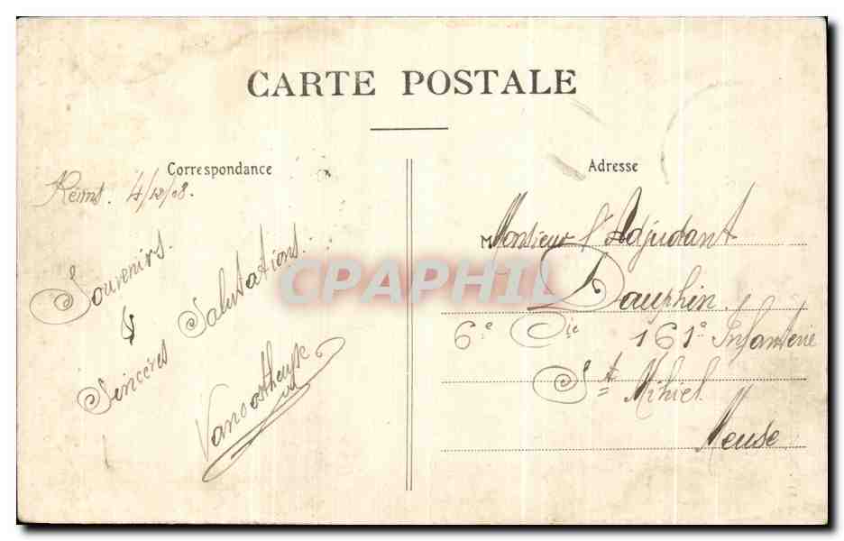 CPA Reims Statue de Louis XV — Verso