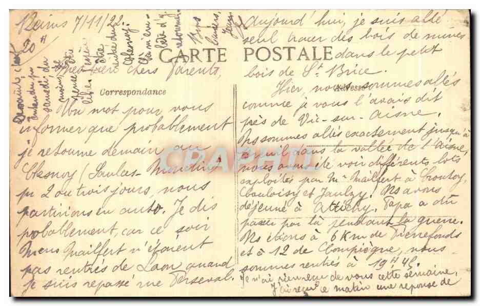 CPA Reims Dans les Rulnes apres la Retraite des Allemands Place d'Erlon Vers Saint Jacques Militaria  — Rückseite