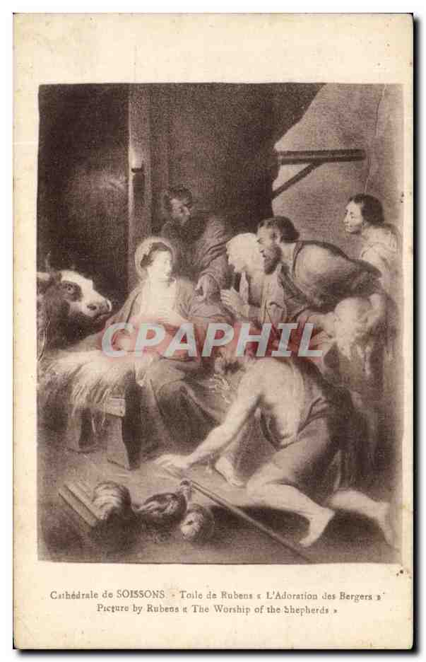 CPA Soissons Toile de Rubens L'Adoration des Bergers