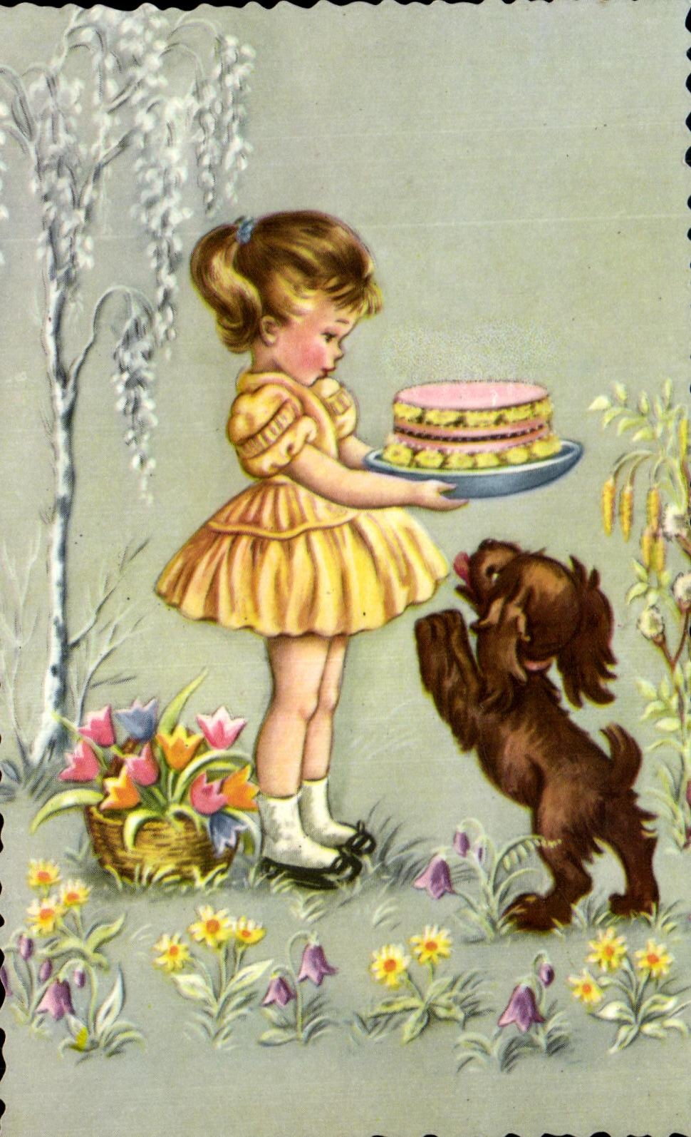CPA Fantaisie Enfant Chien 