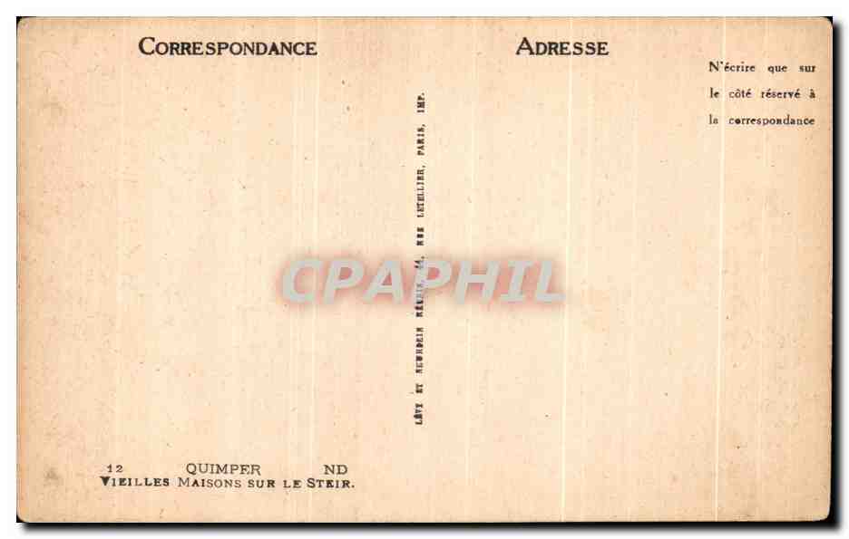 CPA Quimper Vieilles Maisons Sur Le Steir — Rückseite