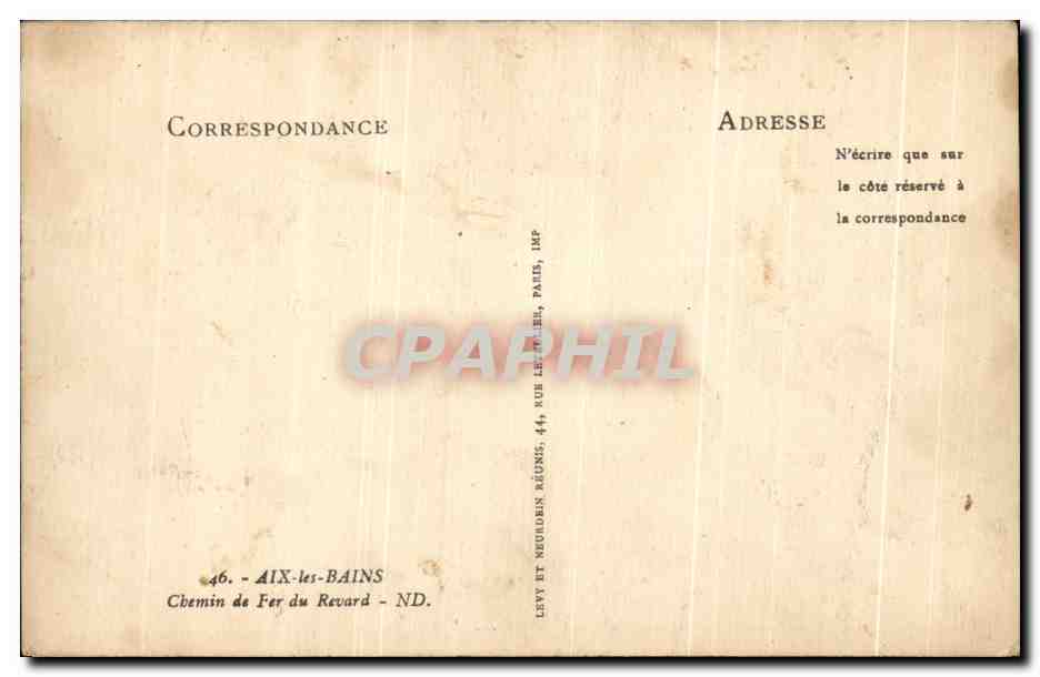 CPA Aix les Bains Chemin de Fer du Revard — Rückseite