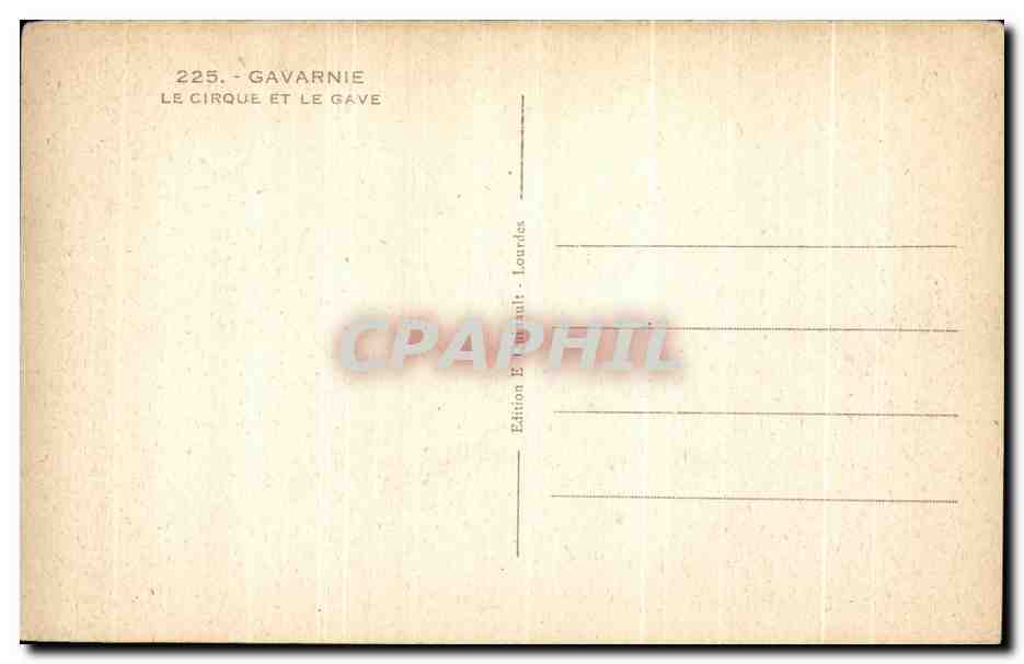 Gavarnie — Le Cirque et le Gave — Édition E. Burault - Lourdes — Verso