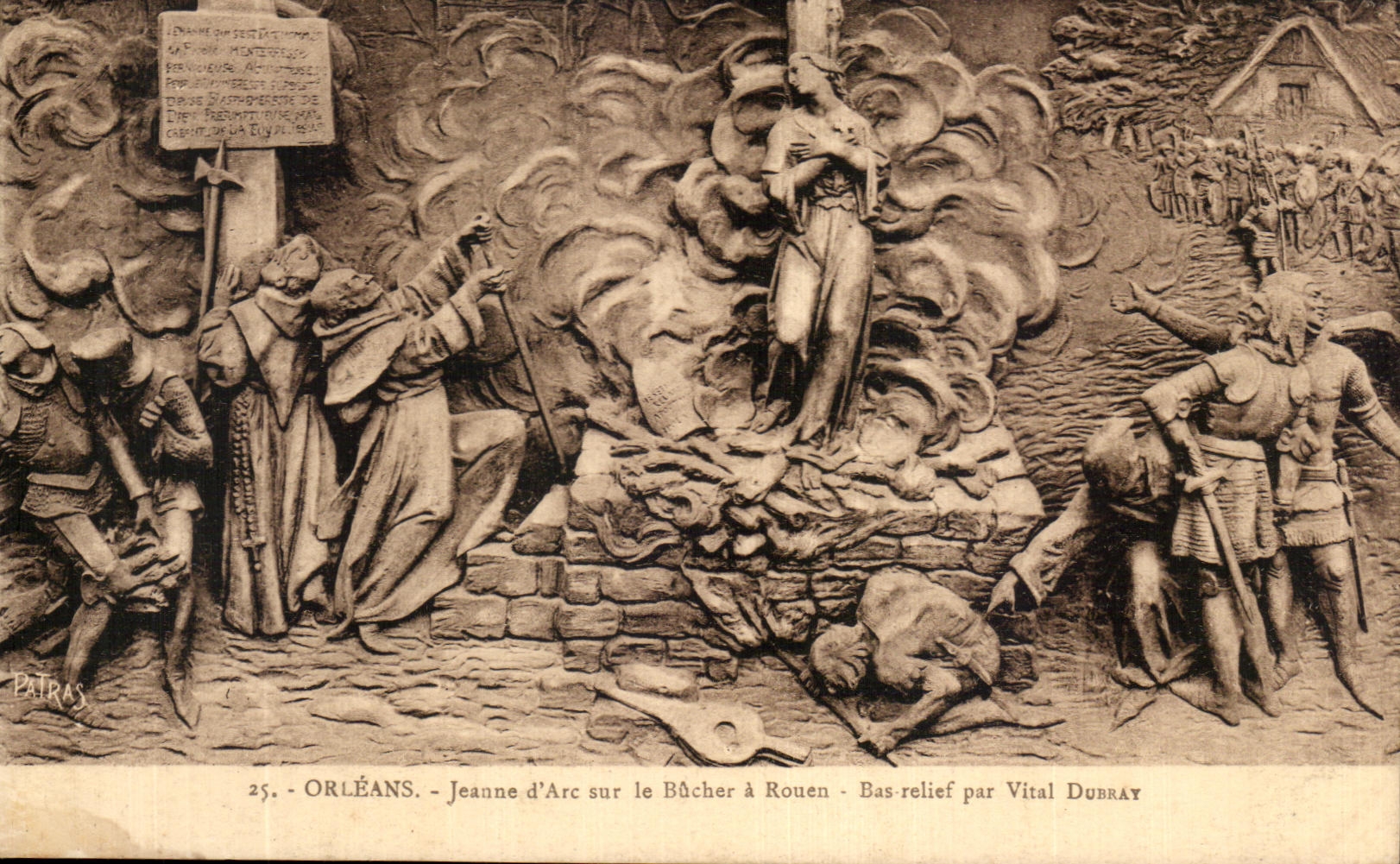 CPA Orleans Jeanne d'Arc sur le Bucher a Rouen Bas relief par Vital Duseay
