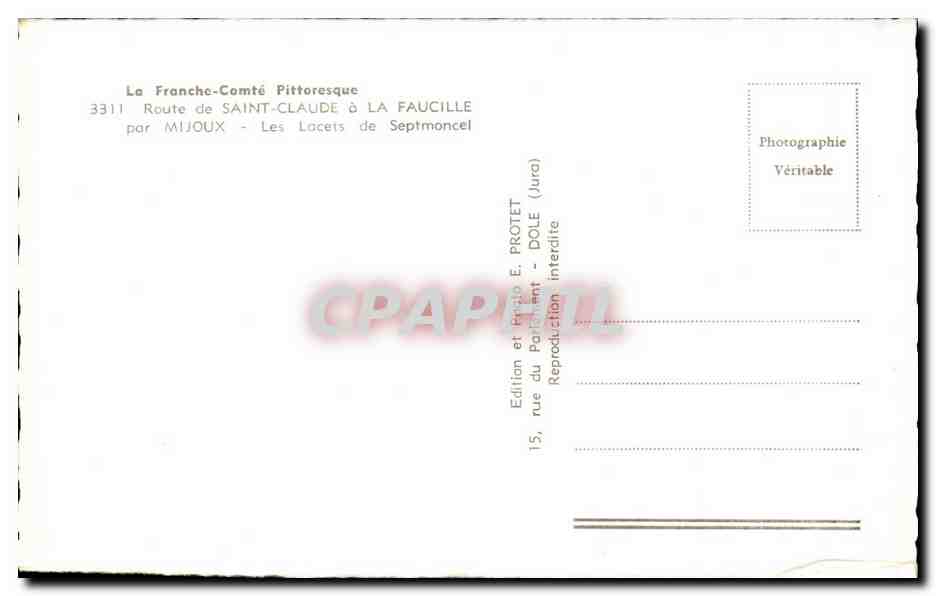 Route de Saint-Claude à La Faucille — Les Lacets de Septmoncel — Édition E. PROTET — Back