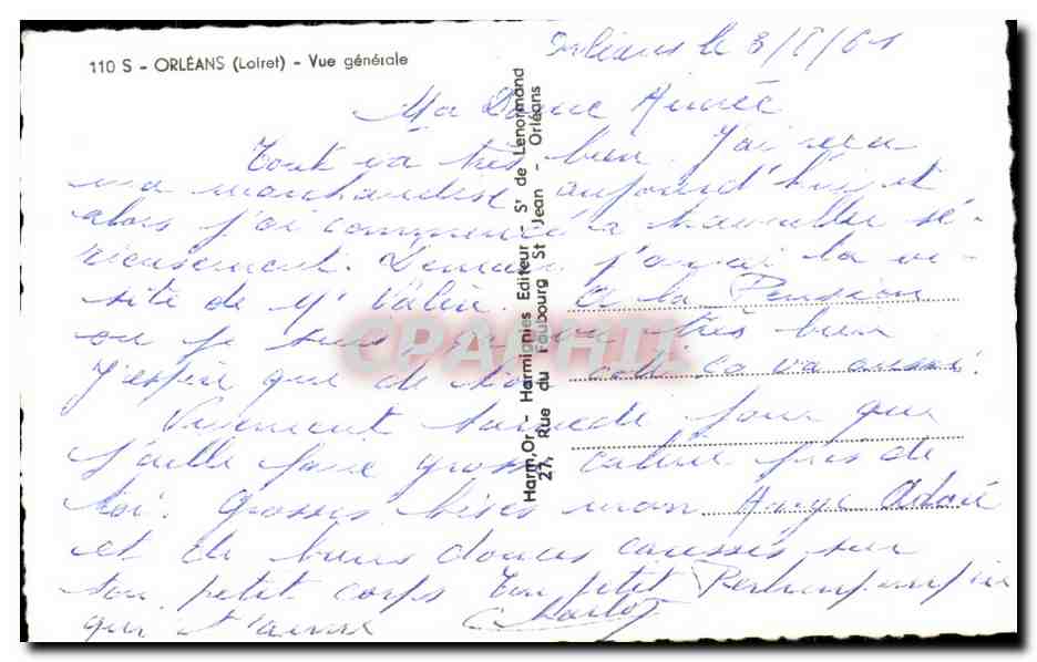 CPA Orleans Vue Generale — Verso