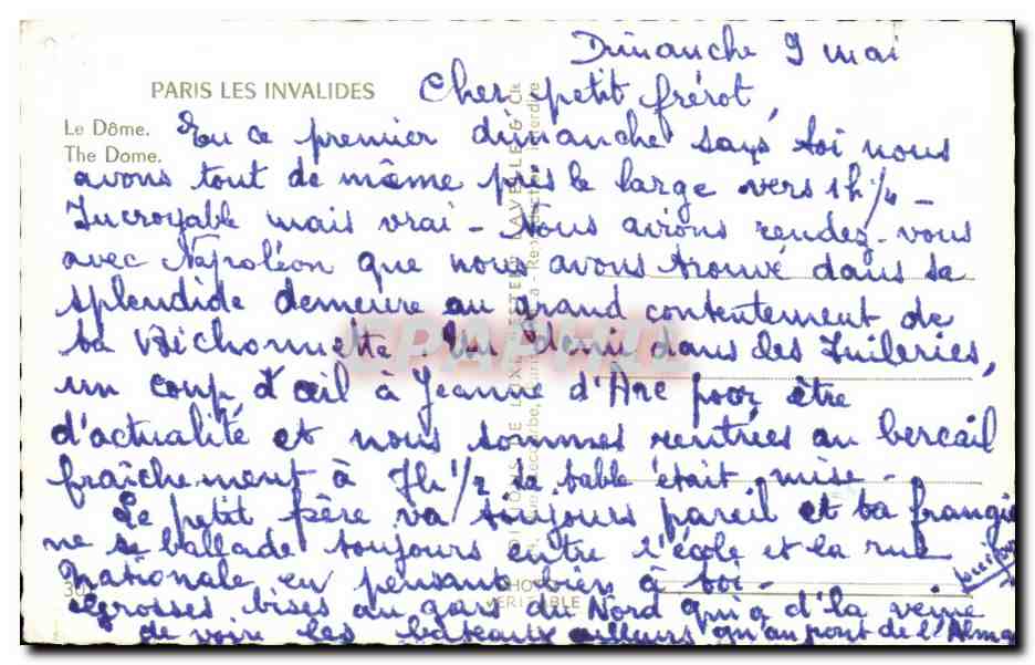 CPA Paris Les Invalides — Verso