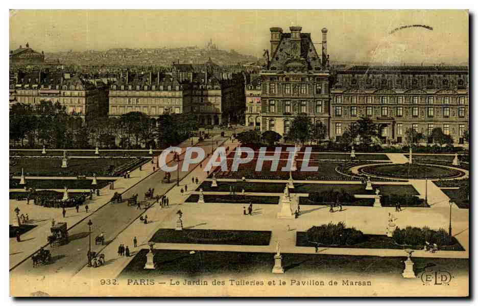CPA Paris Le Jardin des Tuileries et le Pavillon de Marsan (carte toilee)