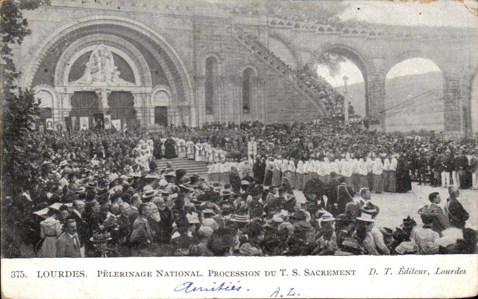 CPA Lourdes Pelerinage National Procession du TS Sacrement 