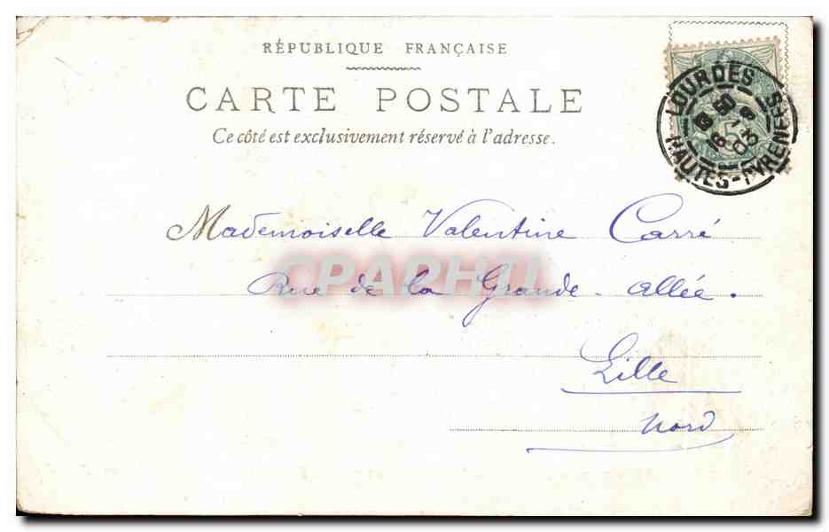 CPA Lourdes Pelerinage National Procession du TS Sacrement  — Verso