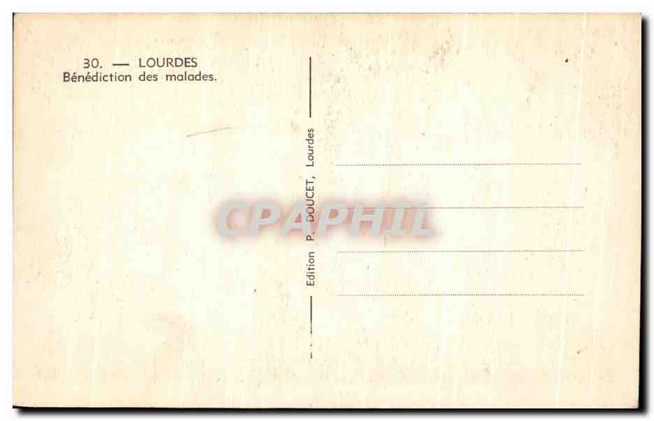 CPA Lourdes La Benediction des Malades — Verso
