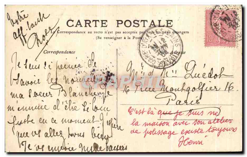 CPA Aix les Bains Annexe du Grand Hotel — Verso