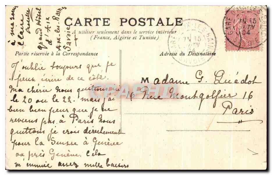 CPA Aix les Bains Nouvelle Eglise — Rückseite