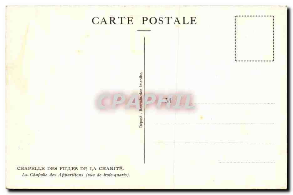 CPA Chapelle Des Filles De La Charite La Chapelle des Apparitions — Achterkant