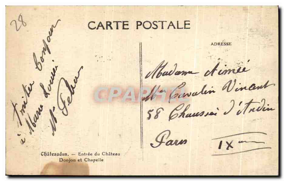 Châteaudun — Entrée du Château Donjon et Chapelle — éditeur non visible — Rückseite