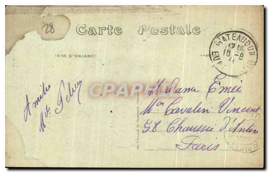 CPA Chateaudun Tour et Chapelle du Chateau — Verso