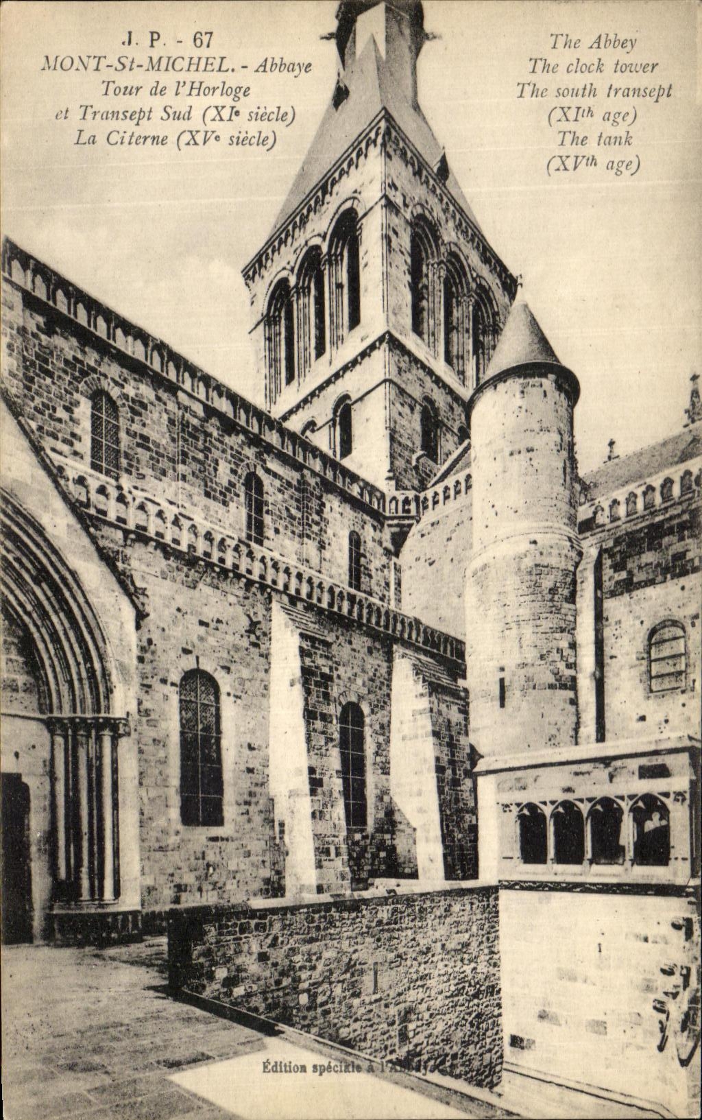 Mont-Saint-Michel — Abbaye, Tour de l'Horloge et Transept Sud — J.P. - 67
