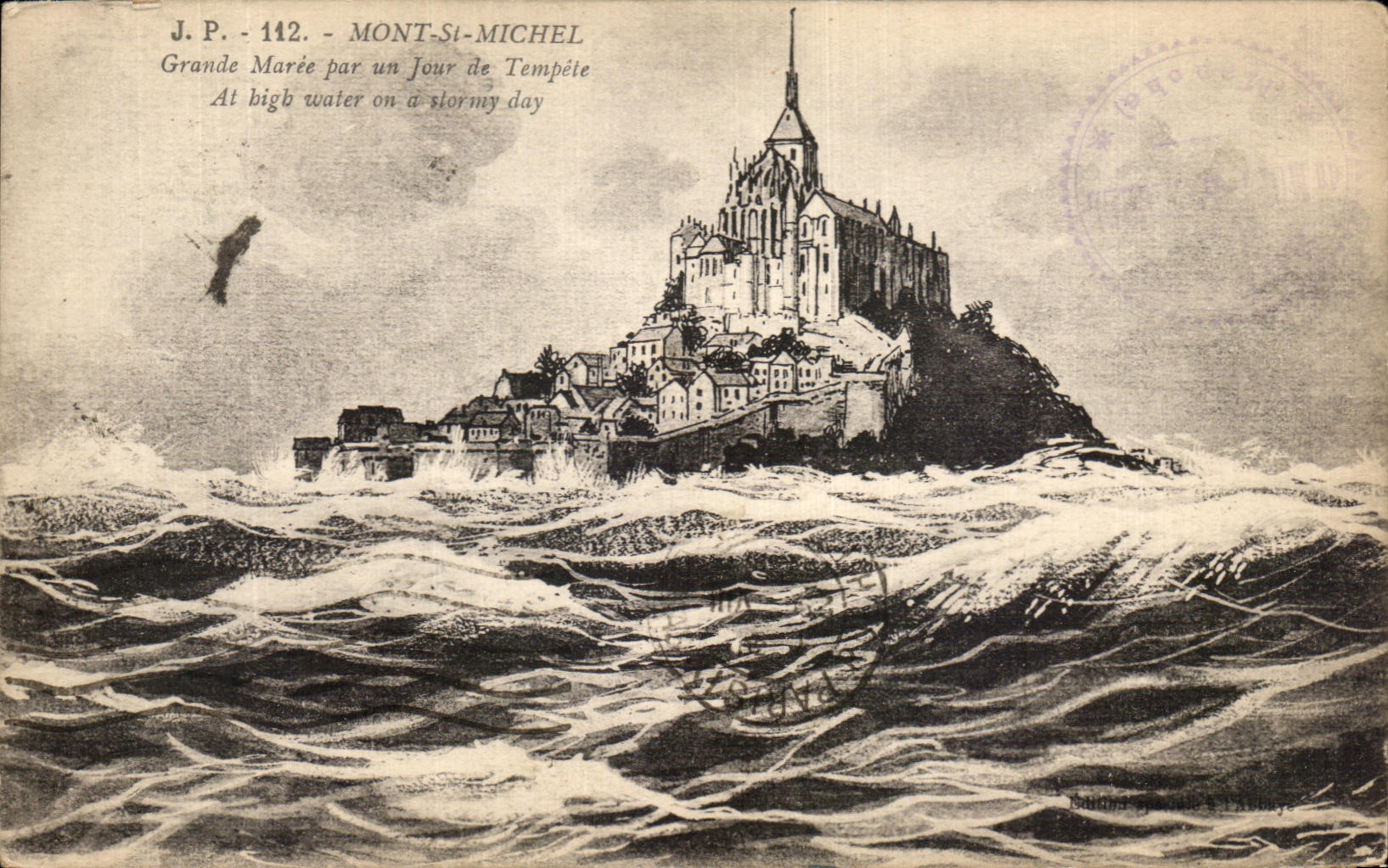 CPA Mont St Michel Grande Maree par un Jour de Tempete