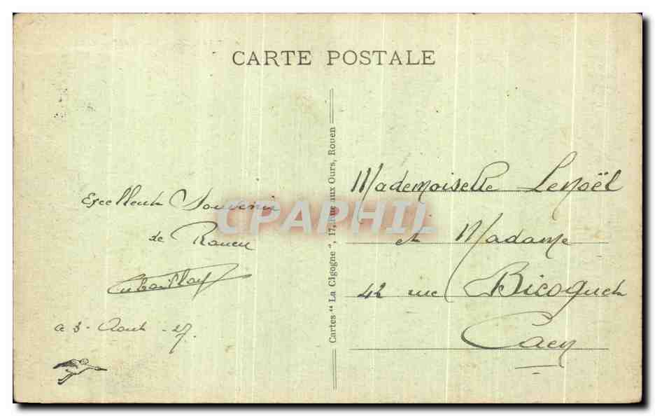 CPA Rouen Fontaine Saint Martin — Verso