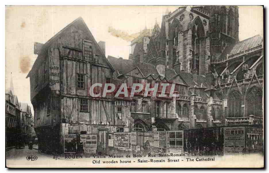 CPA Rouen Vieille Maison de Bois Rue Saint Romain La Cathedrale Old wooden house Saint romain street