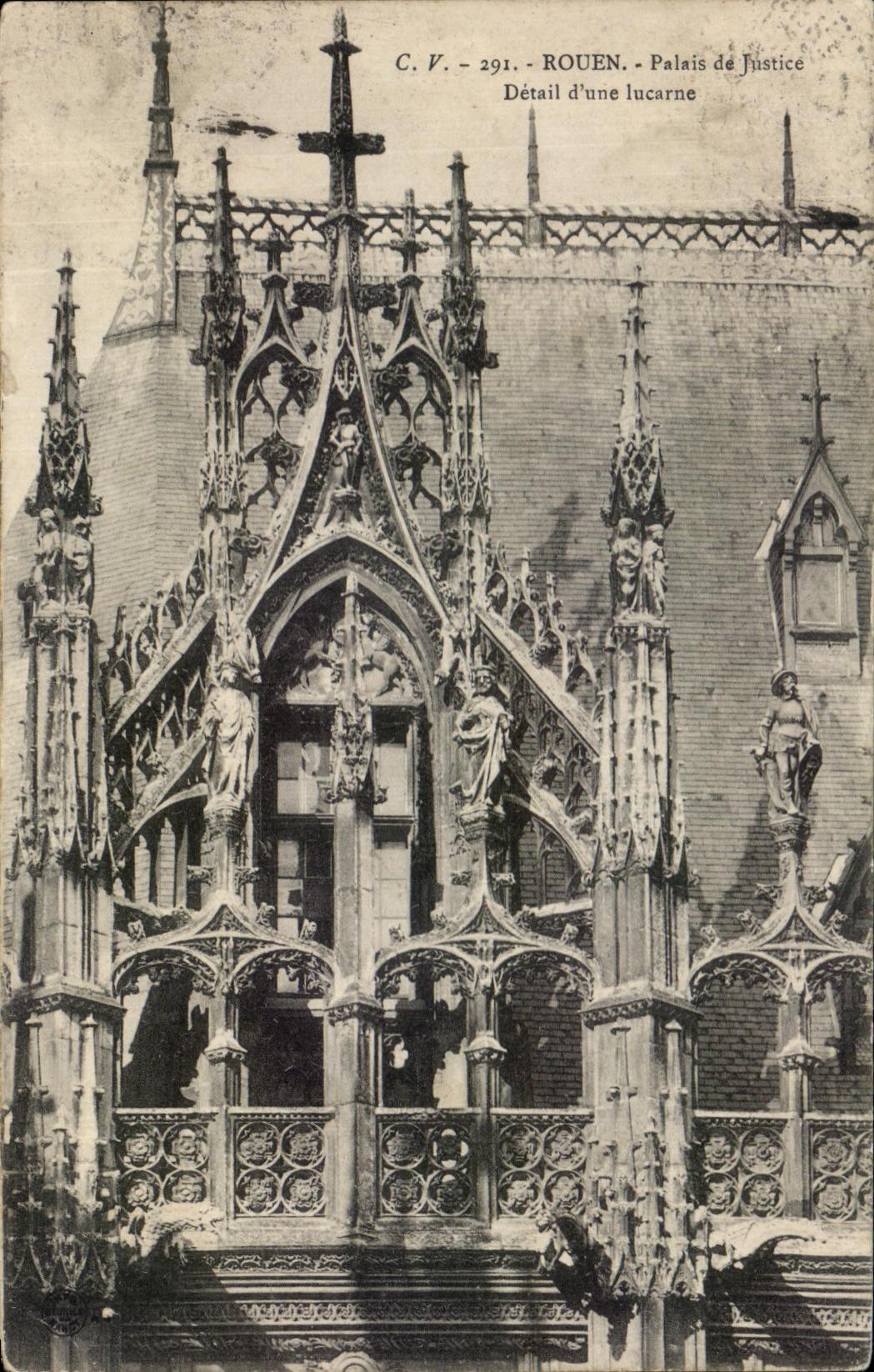 CPA Rouen Palais de Justice Detail d'une lucarne