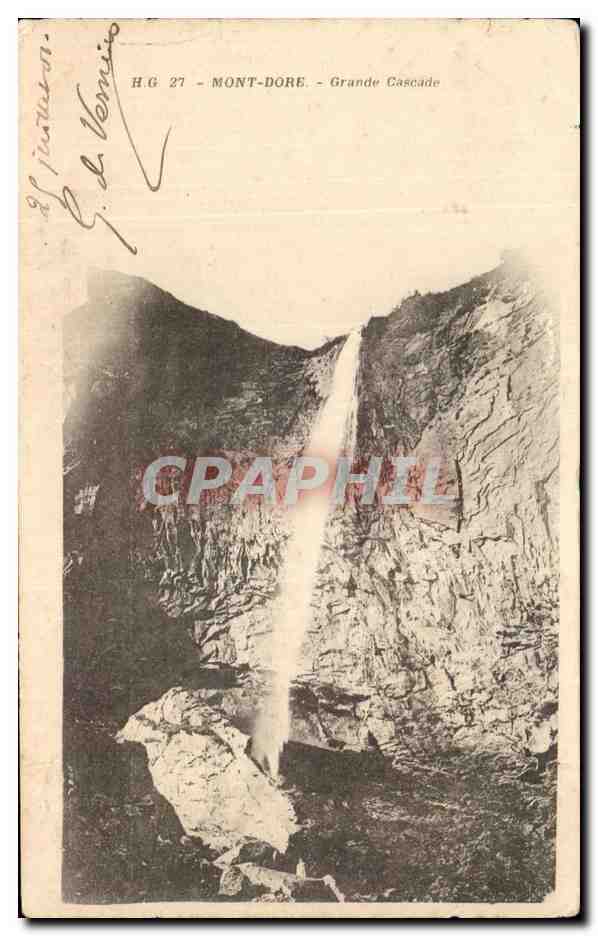 Tarjeta postal antigua Mont Dore Grande Cascade