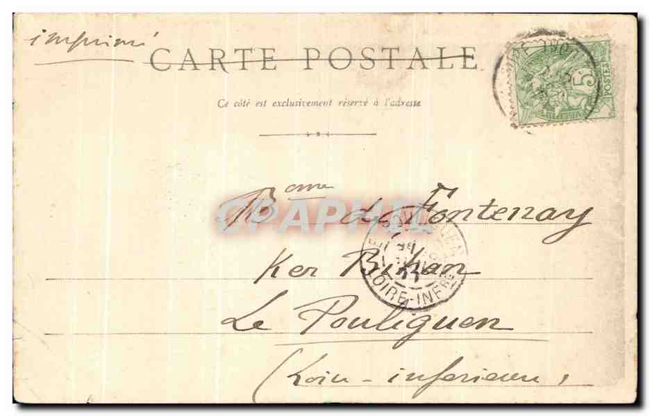 Tarjeta postal antigua Mont Dore Grande Cascade — Reverso