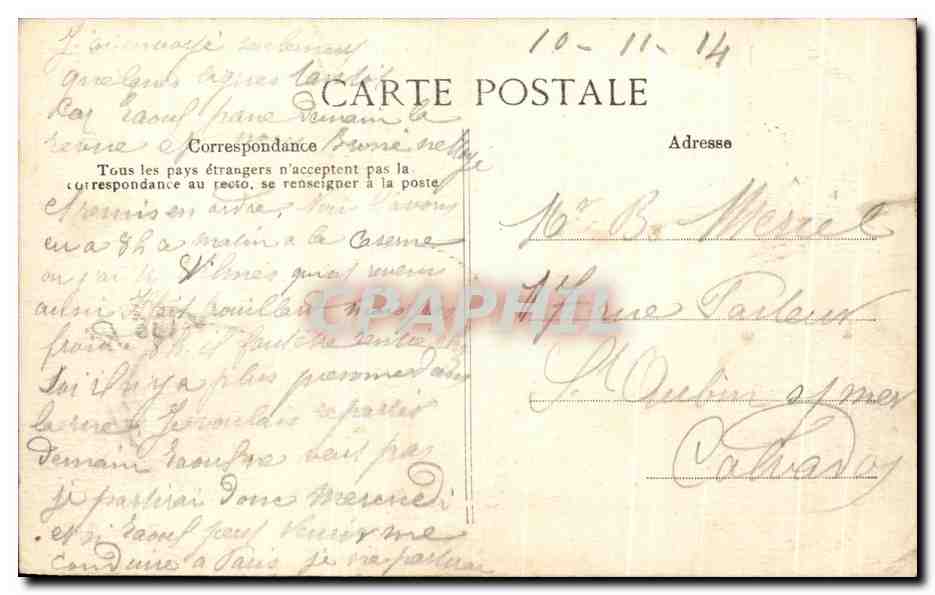CPA Versailles Cabinet du Point du Jour Tigre et Ours Limier et Cerf — Rückseite