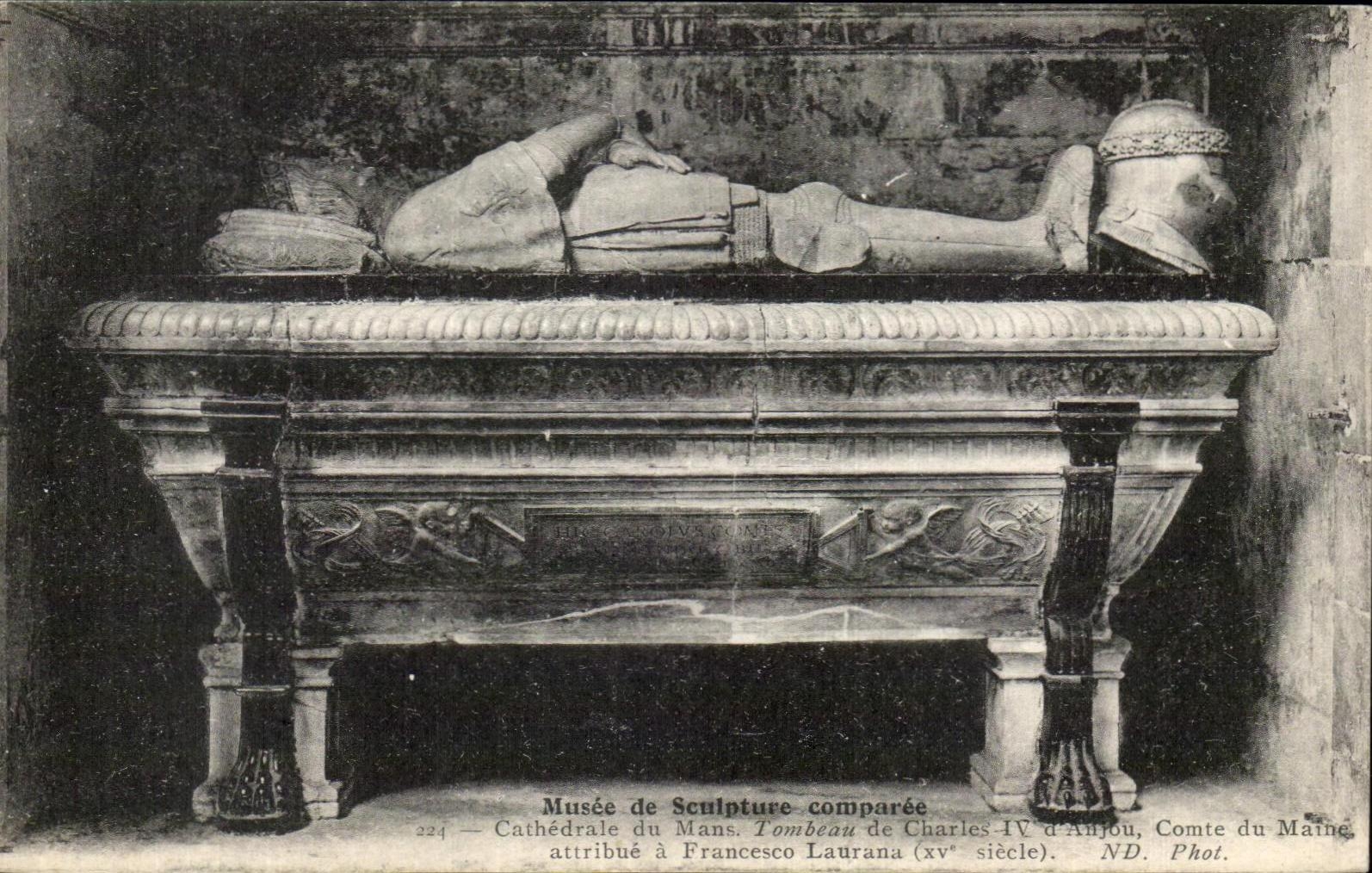 Tombeau de Charles-IV d'Anjou — Cathédrale du Mans — attribué à Francesco Laurana (xve siècle) — ND. Phot.