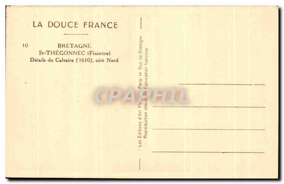 CPA Bretagne St Thegonnec Details du Calvaire — Rückseite