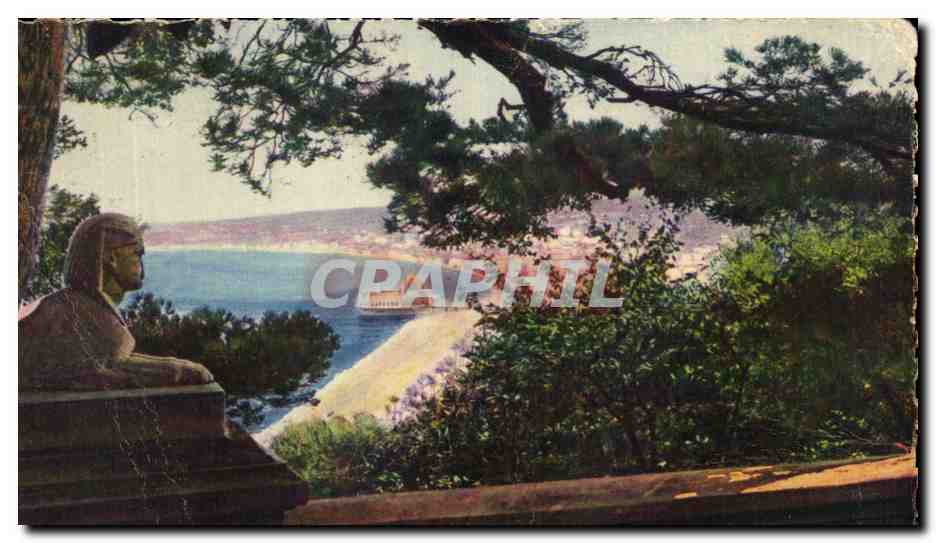 CPA Cote D'Azur Nice La Baie Des Anges Vue du Chateau Sphinx