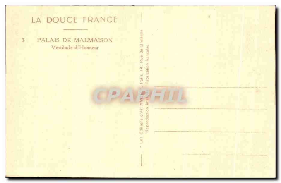 CPA Palais De Malmaison Vestibule d'Honneur — Rückseite