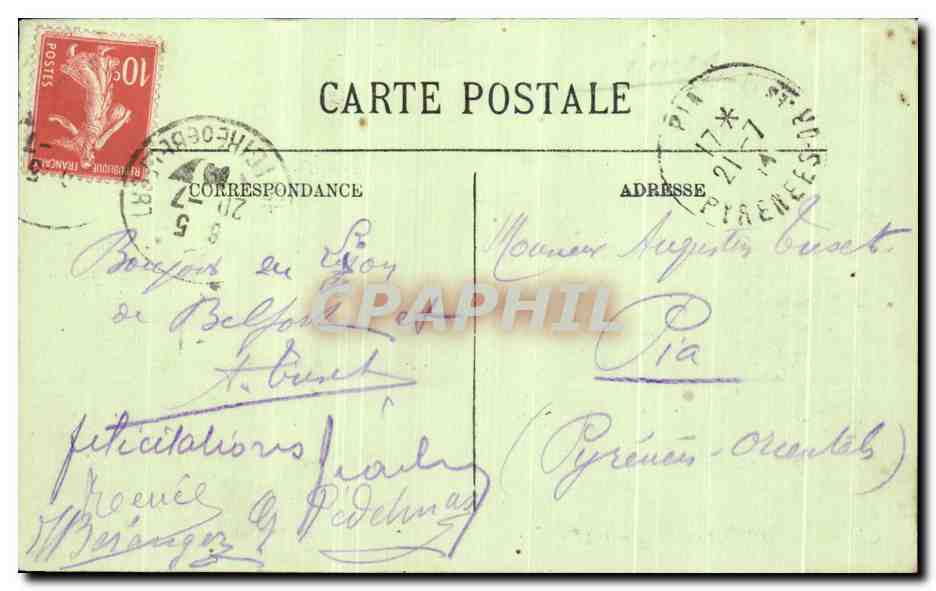 CPA Belfort Le Chateau et le Lion — Verso