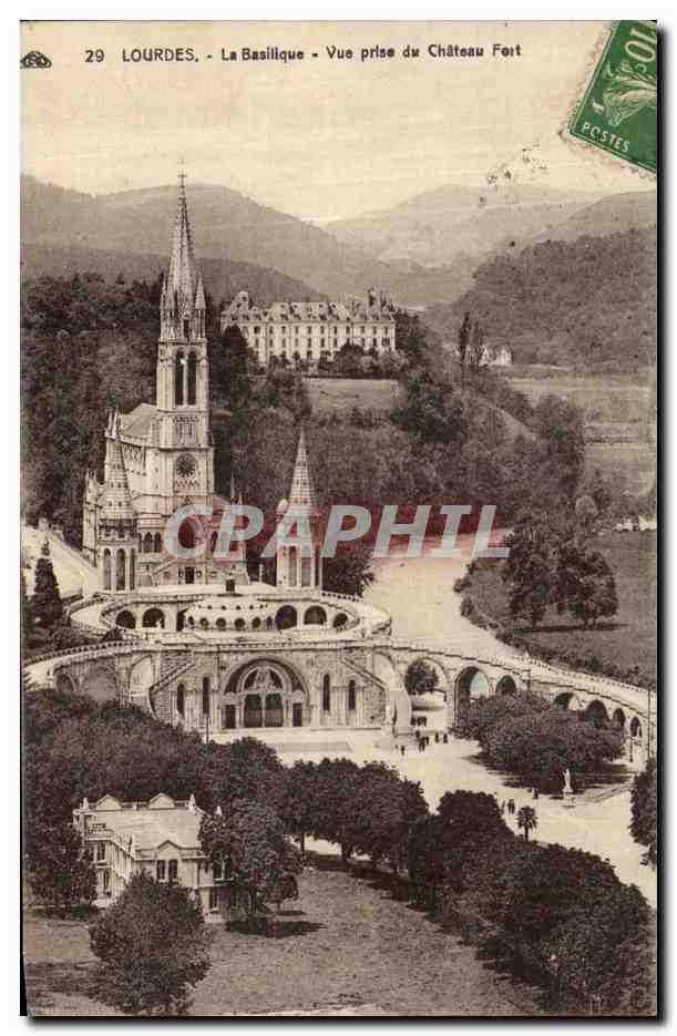CPA Lourdes La Basilique Vue Prise du Chateau Fort