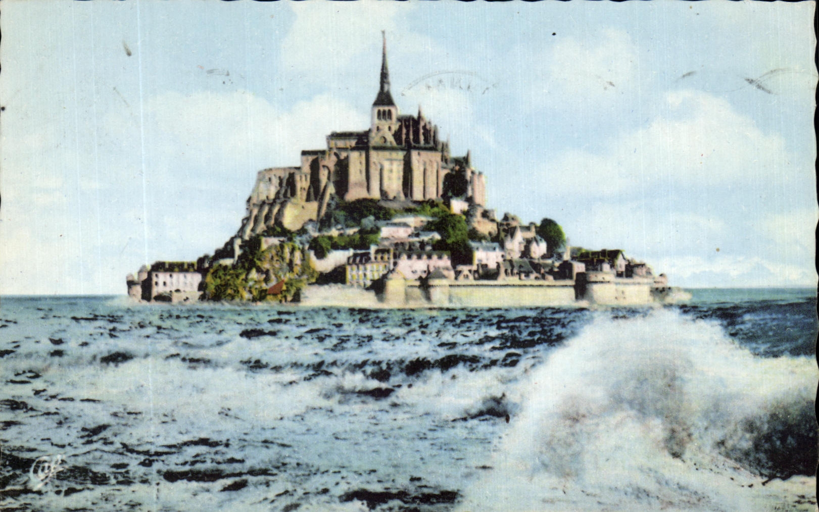 Mont Saint-Michel — vue à marée haute — Cie des Arts Photomécaniques, n° 1002
